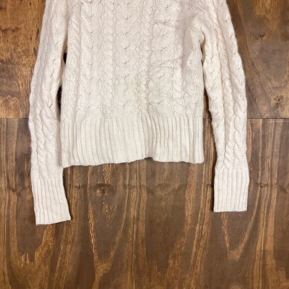 Banana Republic Womens Sweater Ivory Cable Knit Rabbit Hair Wool Blend Large - Picture 3 of 13